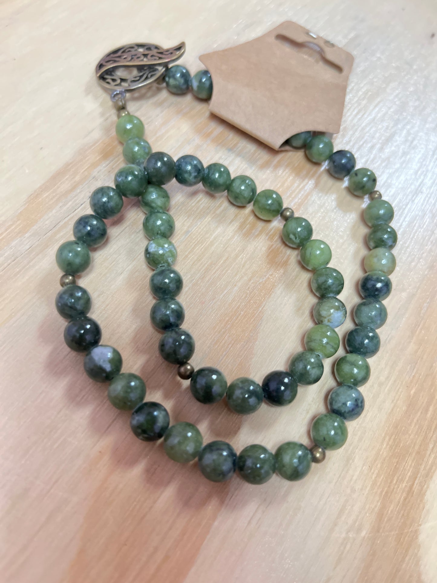 Green Jade 8mm beaded Neckalce