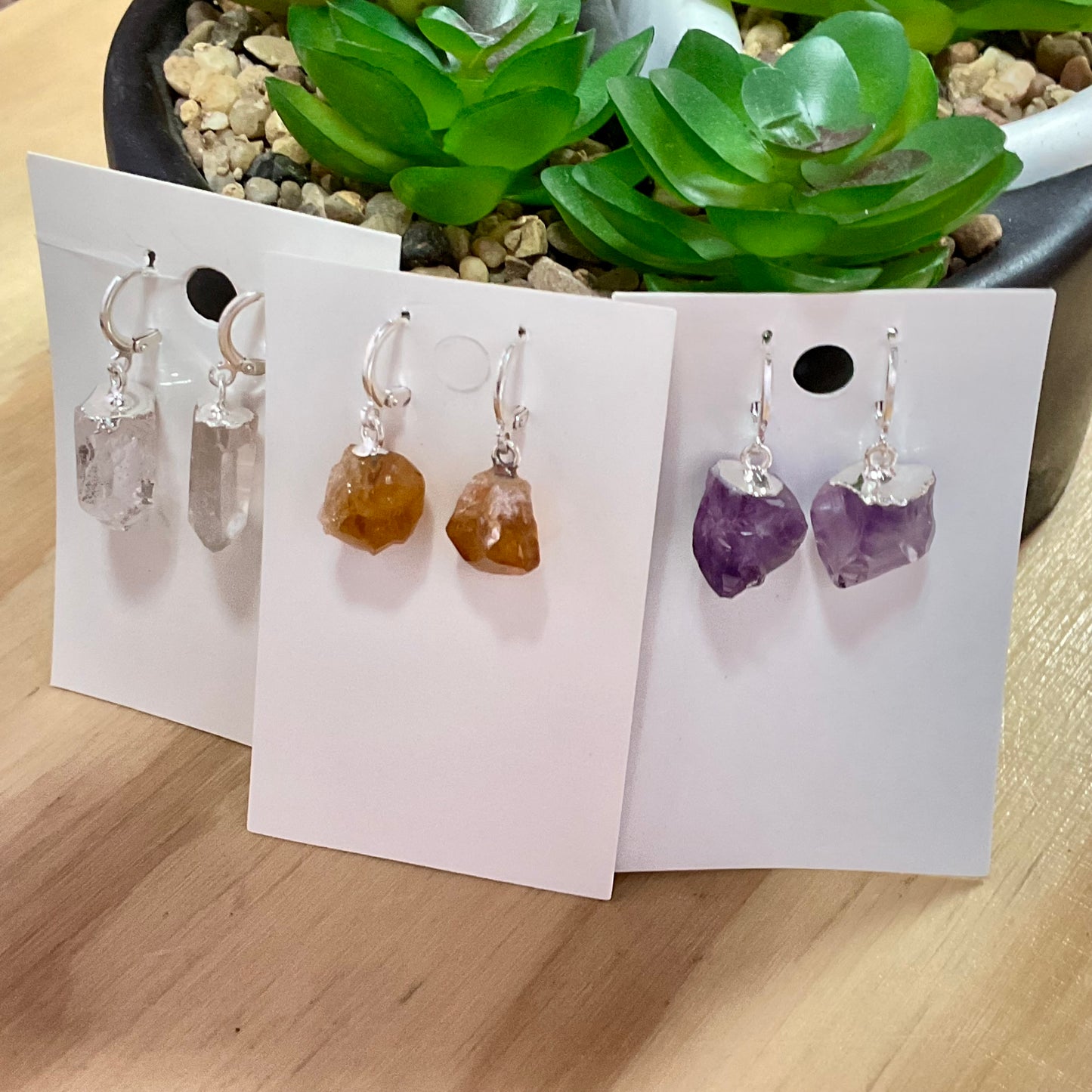 Silver Plated Hoop with Point Earrings