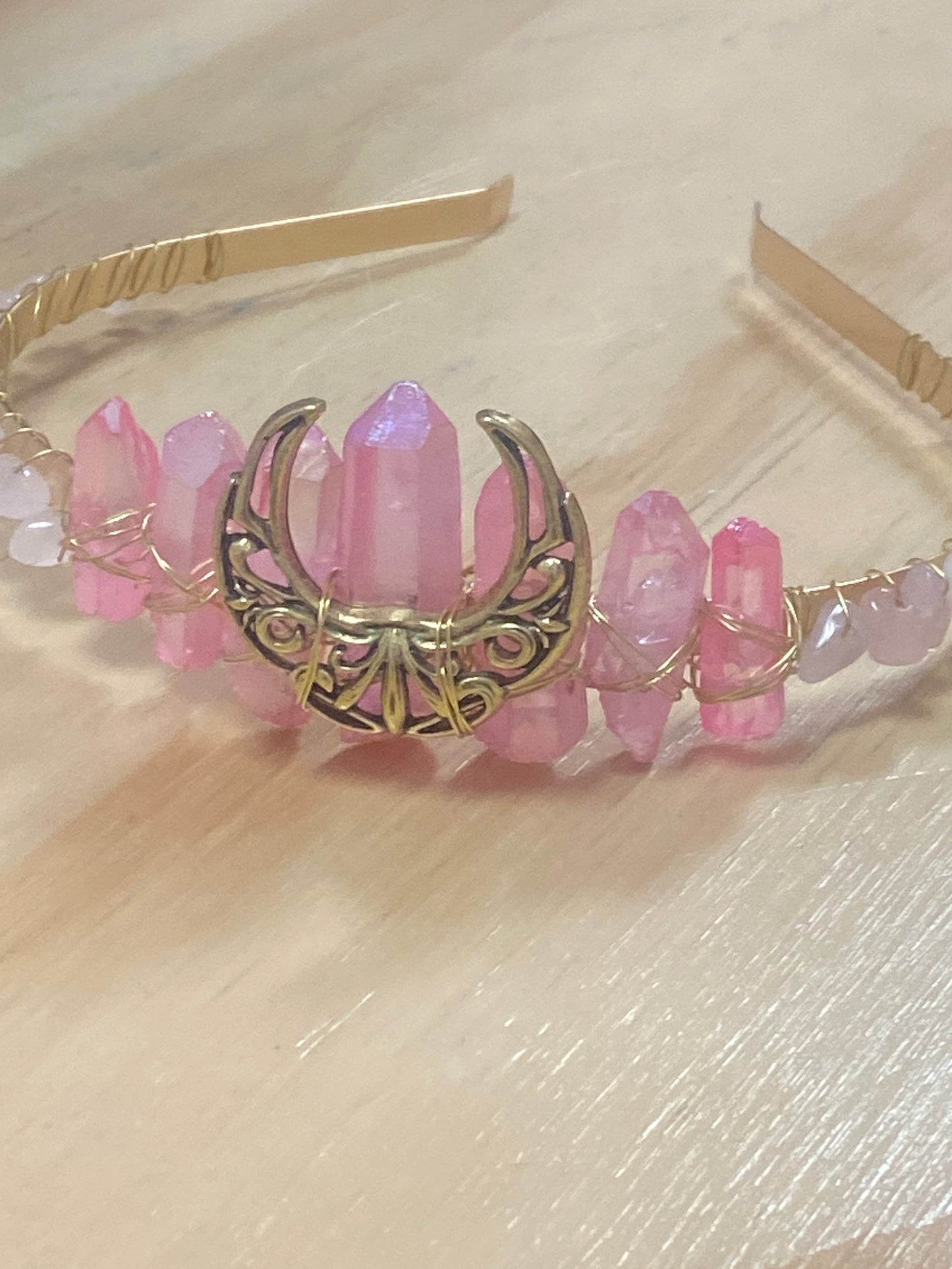 Rose Quartz Moon Crown