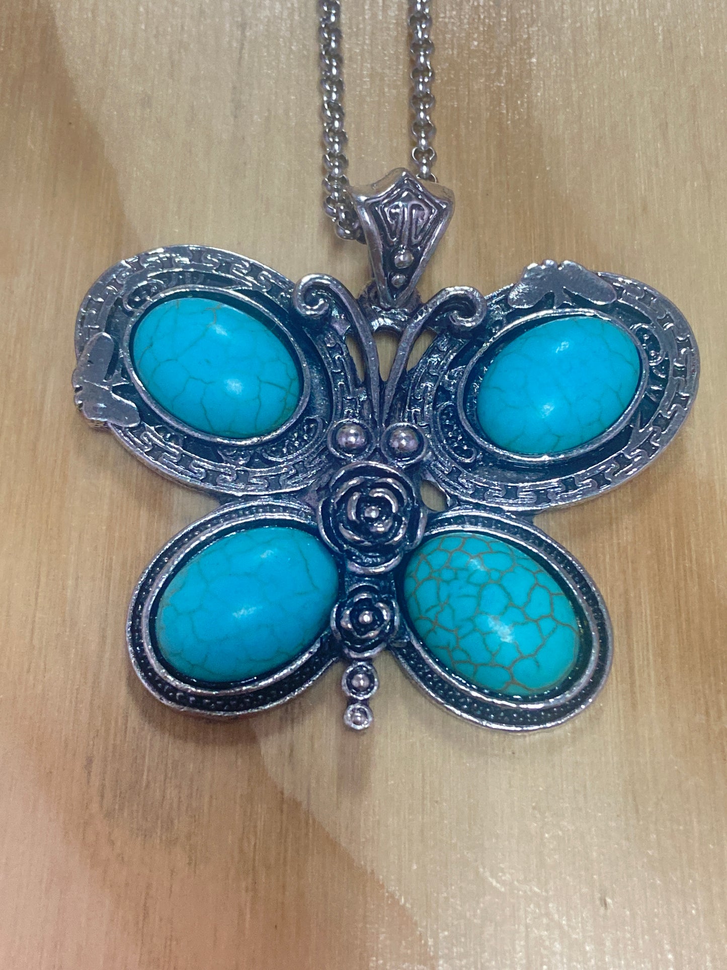 Large Butterfly Turquoise Necklace