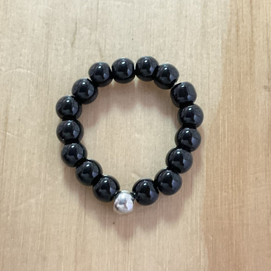 Black Obsidian Elastic Ring