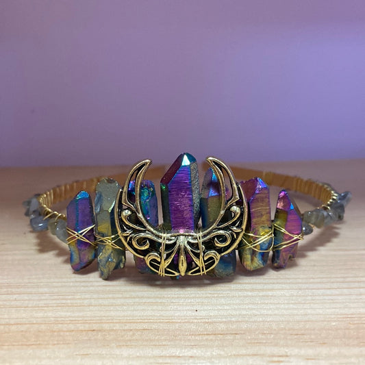 Titanium Labradorite Quartz Moon Crown