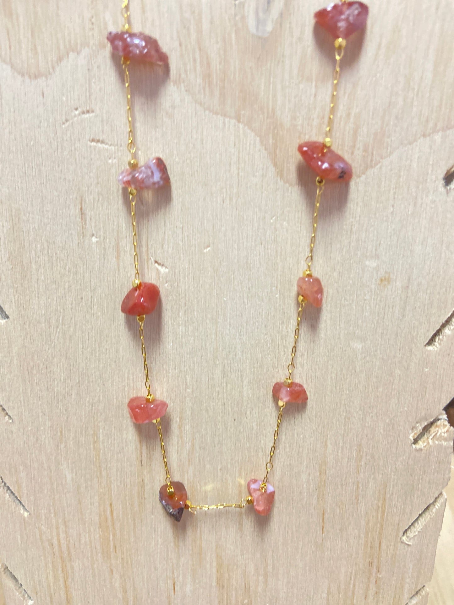 Carnelian Chip Gold Plated Necklace