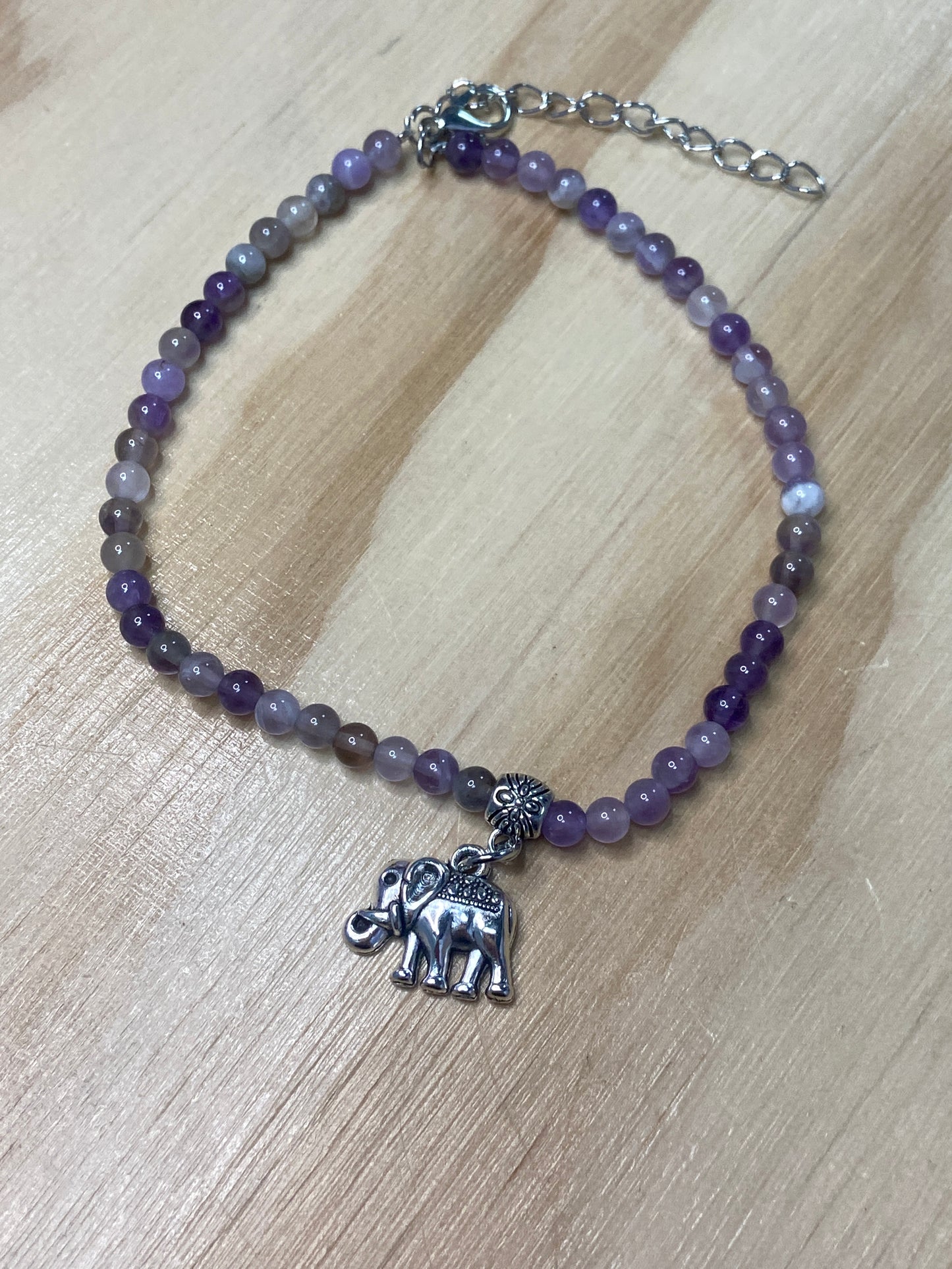Gem Anklet With Elephant Charm