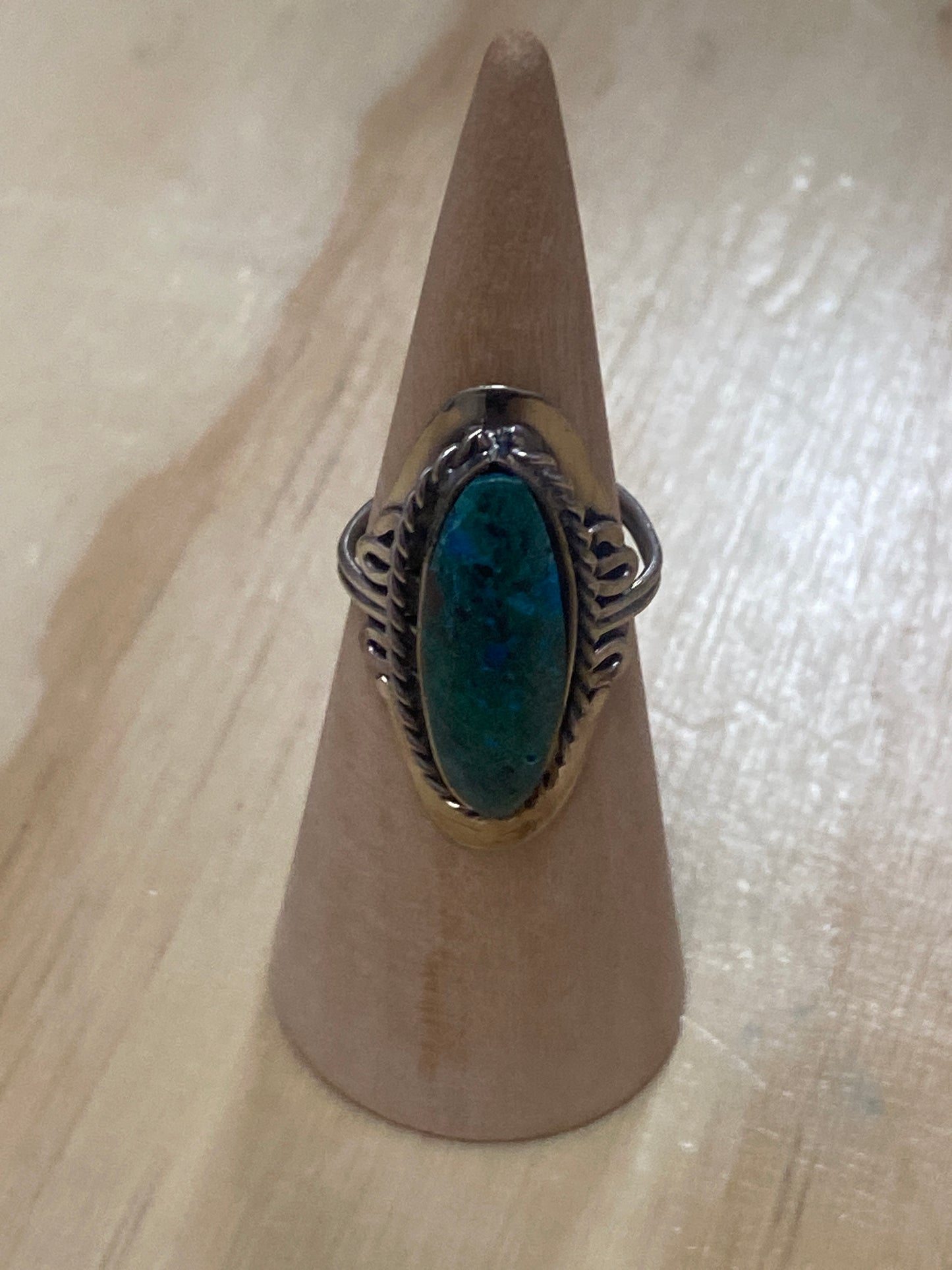 Adjustable Mountain Turquoise Silver Copper Ring