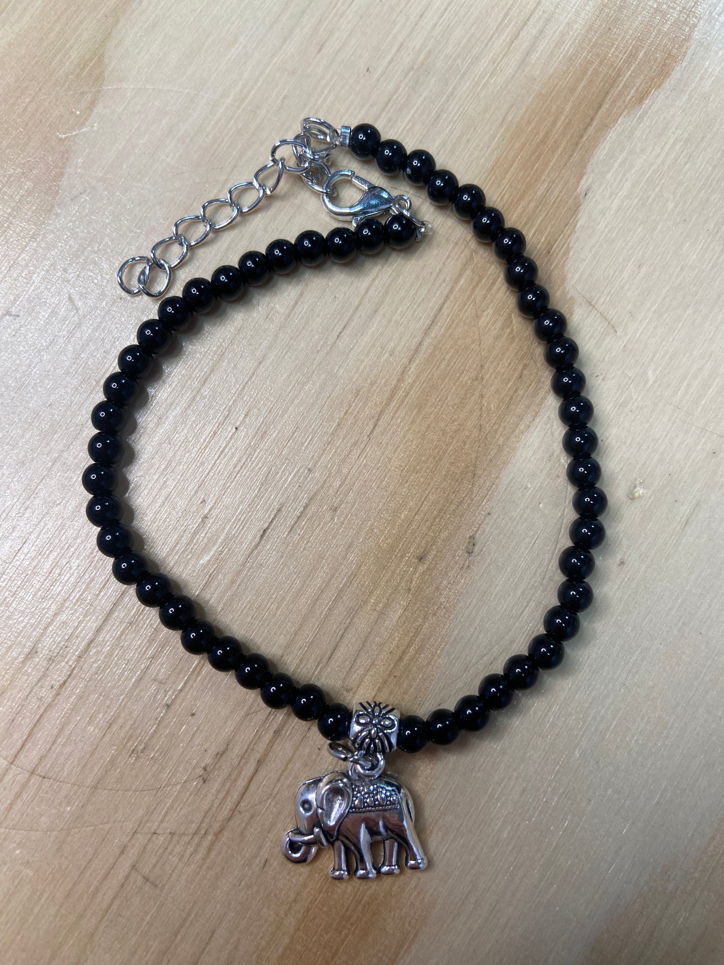 Gem Anklet With Elephant Charm