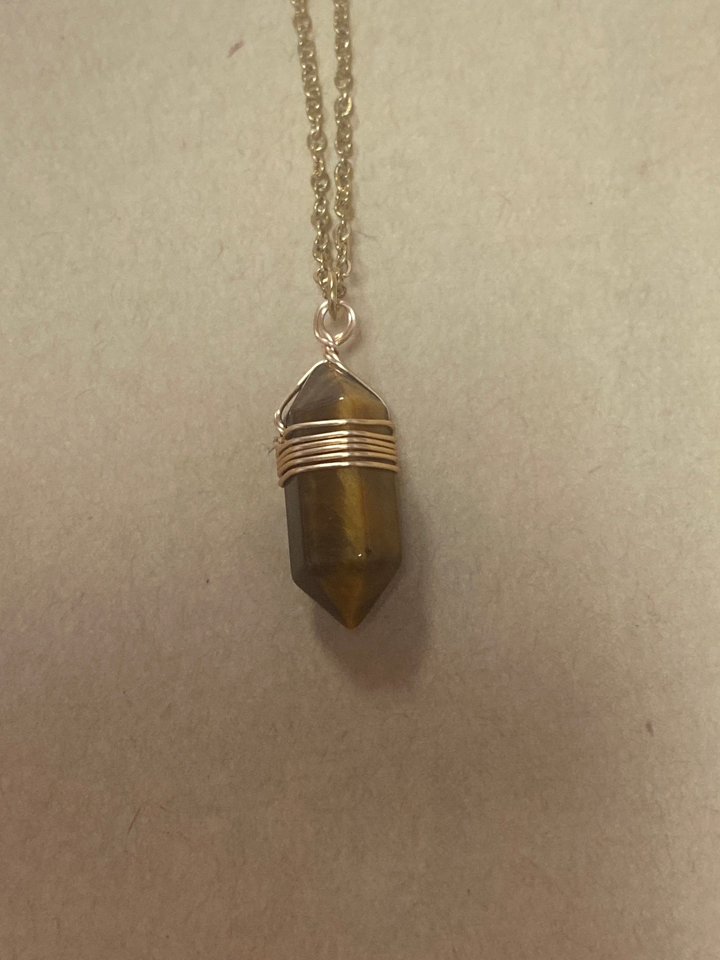 Hexagon Point Natural Stone Stainless Steel Necklace