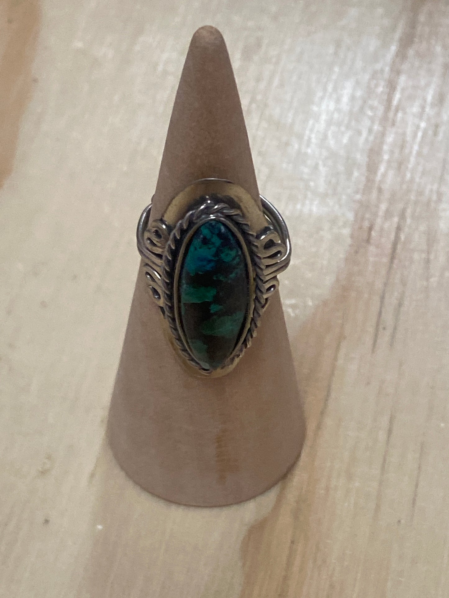 Adjustable Mountain Turquoise Silver Copper Ring