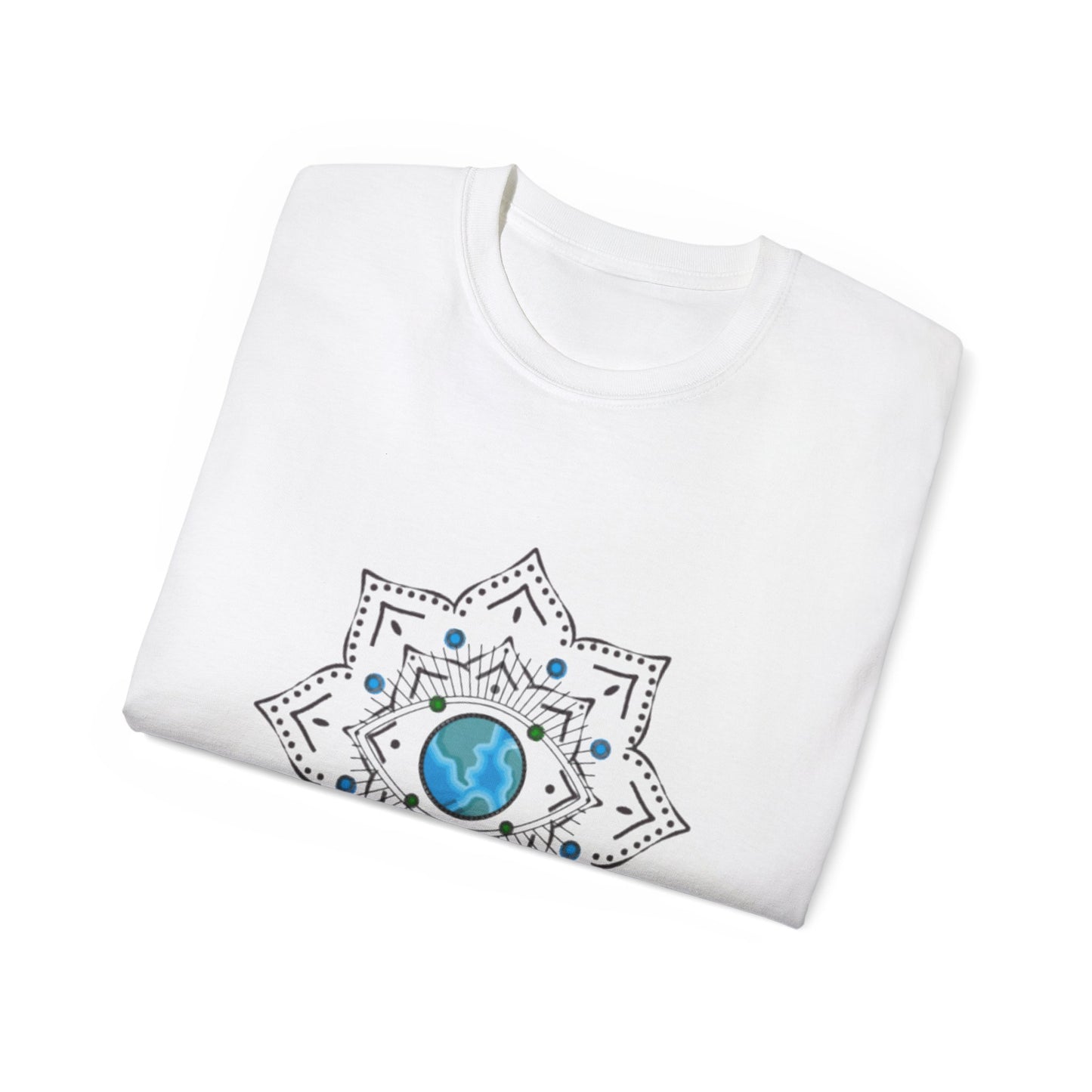 Spiritual Earth Mandala Tee, Meditation Shirt, Wellness Gift, Unisex Cotton Shirt, Festival Wear, Nature Lovers Apparel