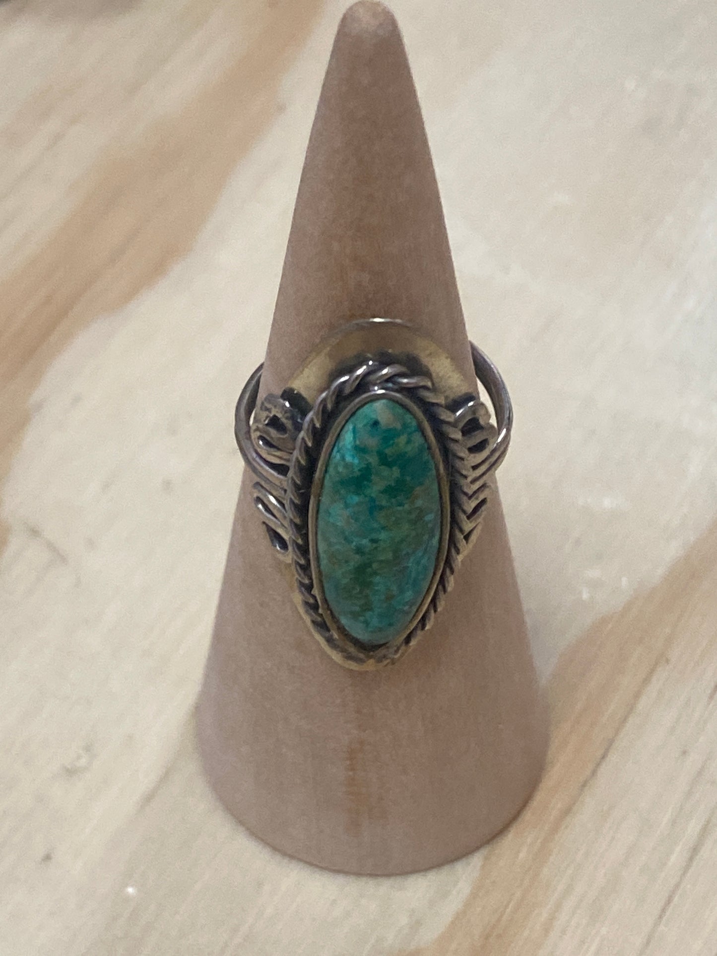 Adjustable Mountain Turquoise Silver Copper Ring