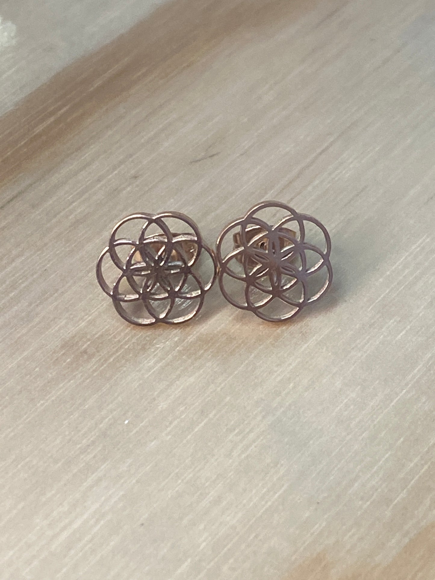 Pendientes de acero inoxidable con la flor de la vida
