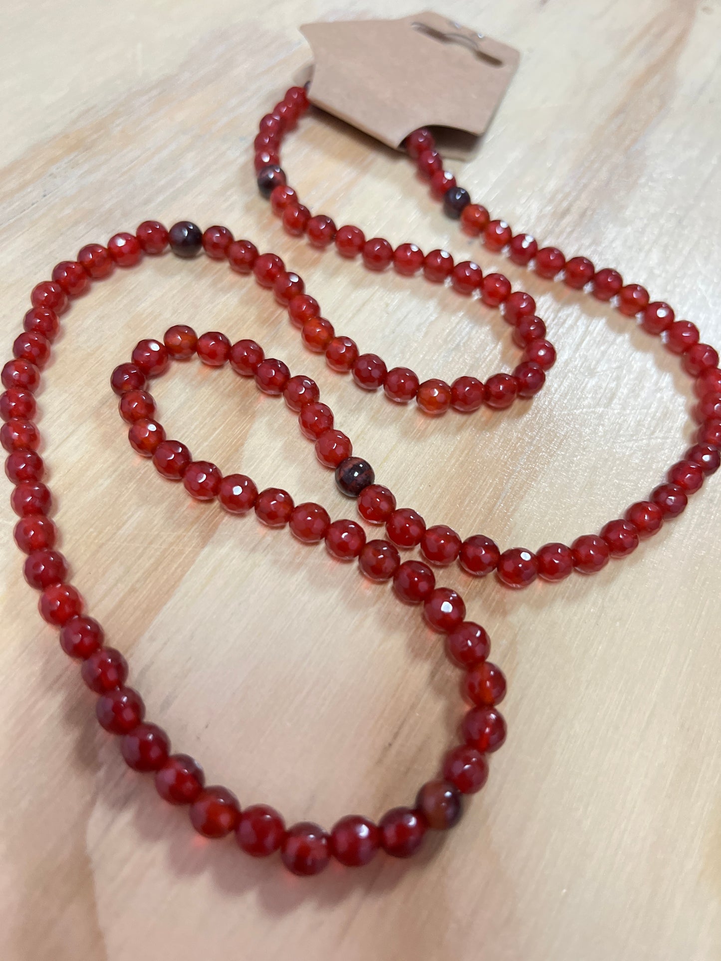 Carnelian 6mm faceted Beaded Necklace