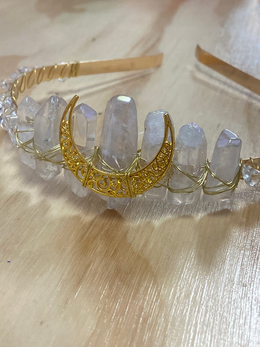 Clear Quartz Crown Goddess Moon