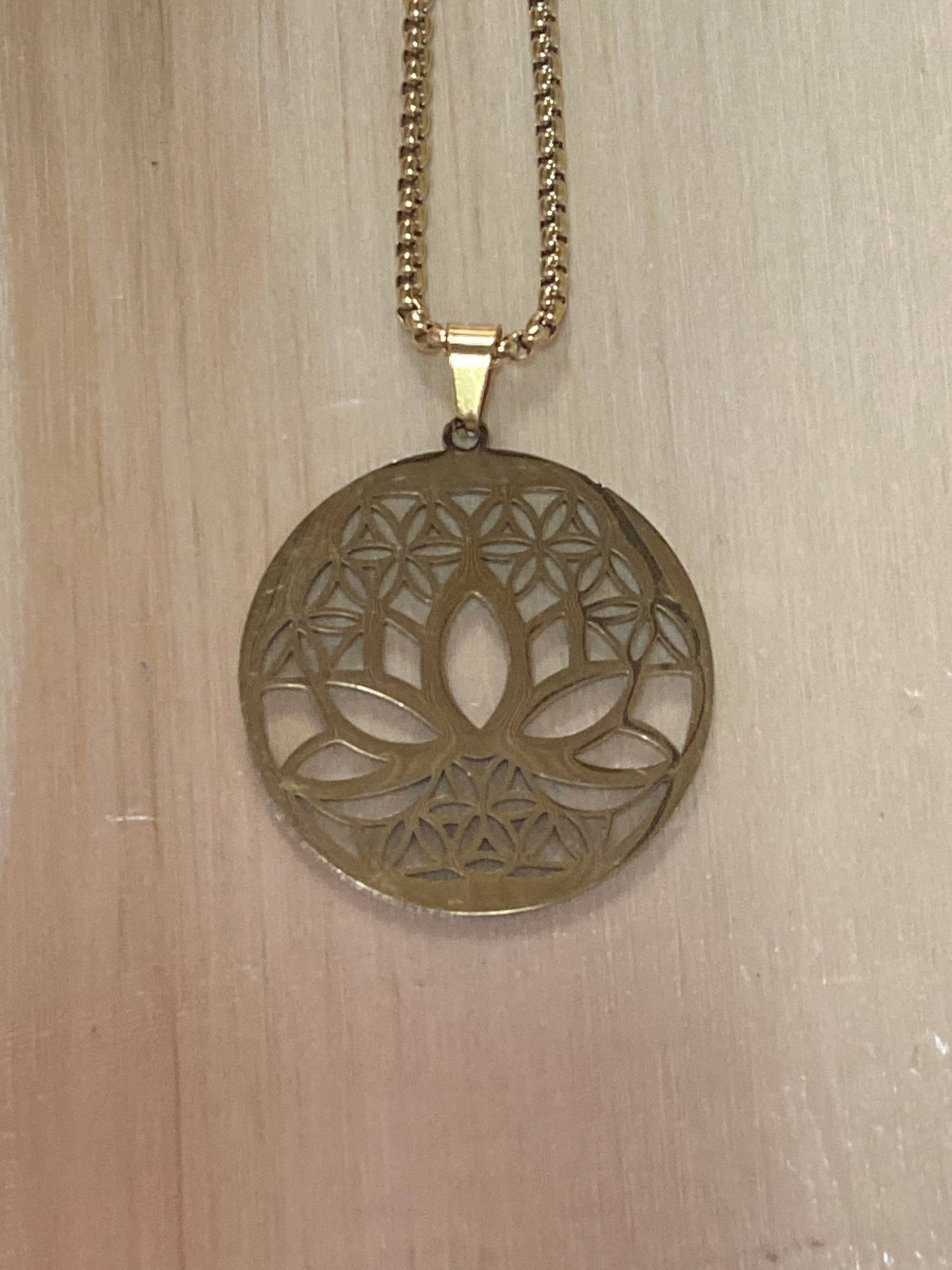 Lotus flower necklace stainless steel gold color
