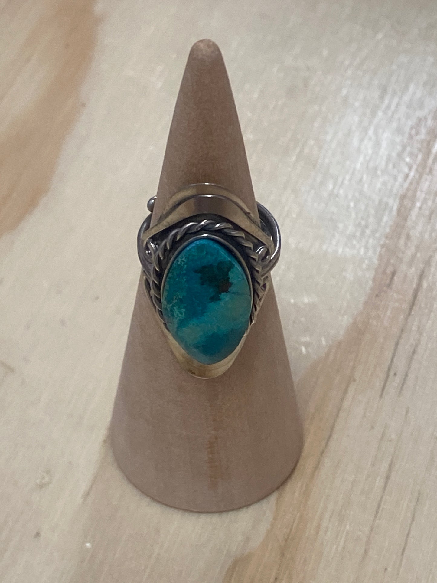 Adjustable Mountain Turquoise Silver Copper Ring