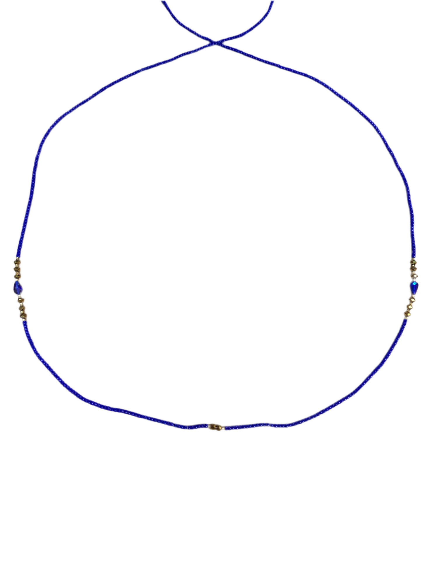Blue Gold Diamond Shape Waist Beads 55”