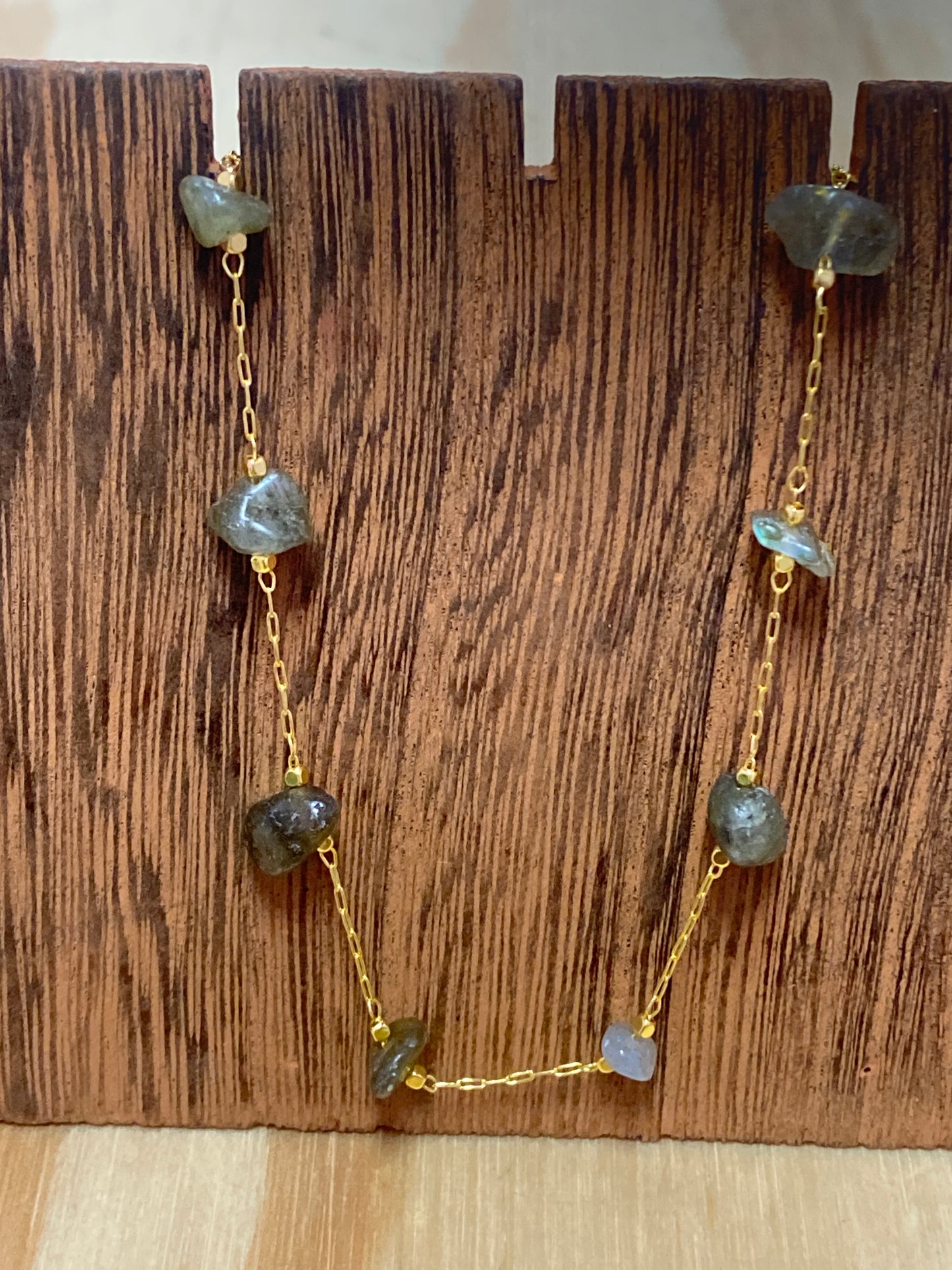 Labradorite Chip Gold Plated Necklace