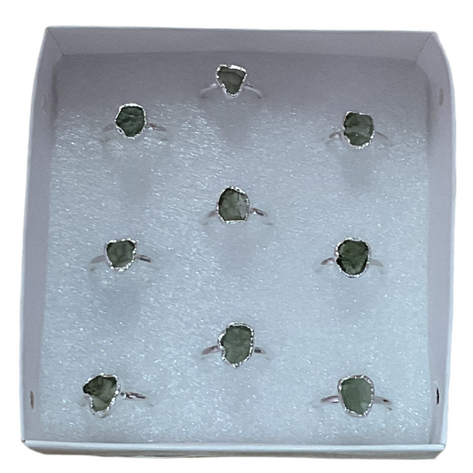 Moldavite Ring Sterling Silver 92.5