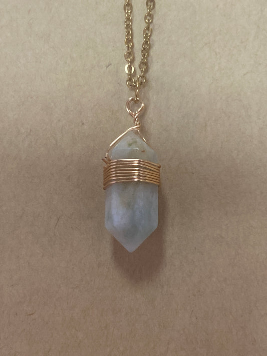 Hexagon Point Natural Stone Stainless Steel Necklace