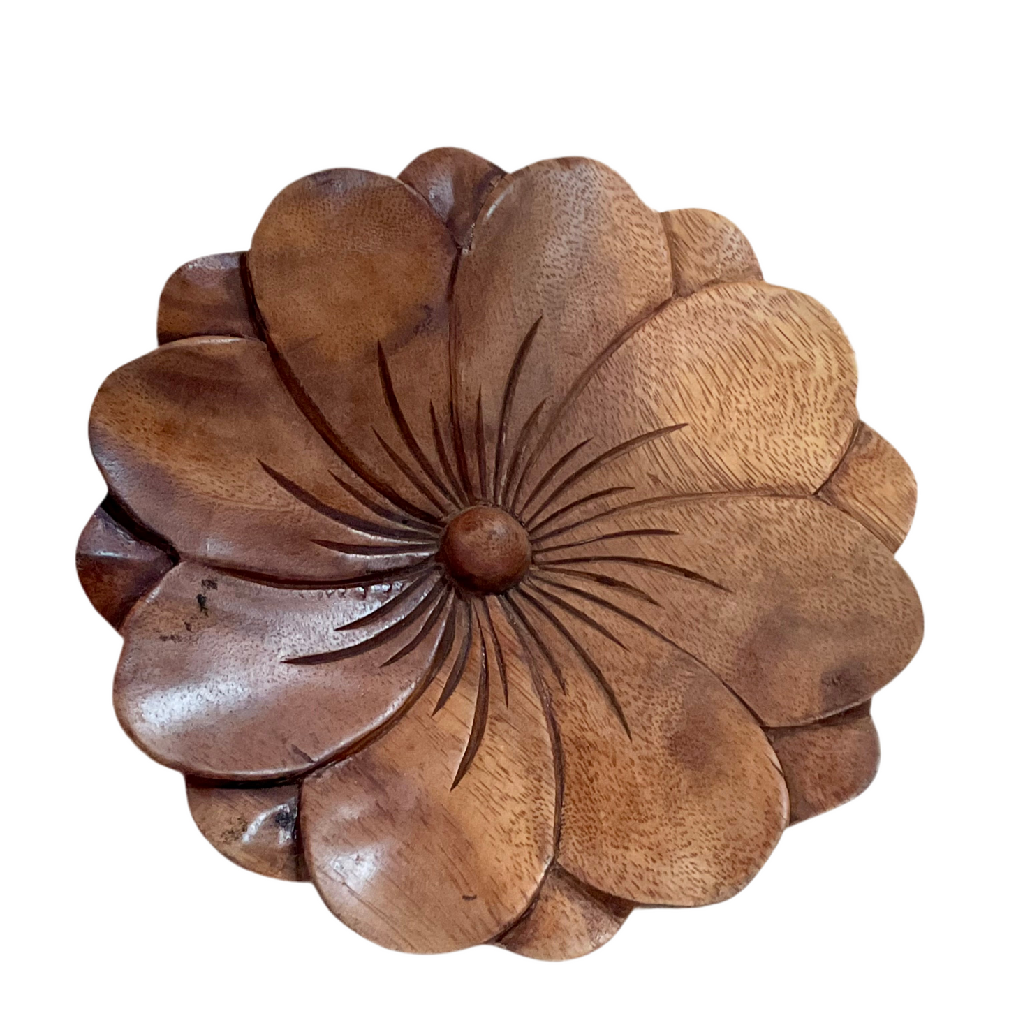 Cuenco de madera con flor de loto