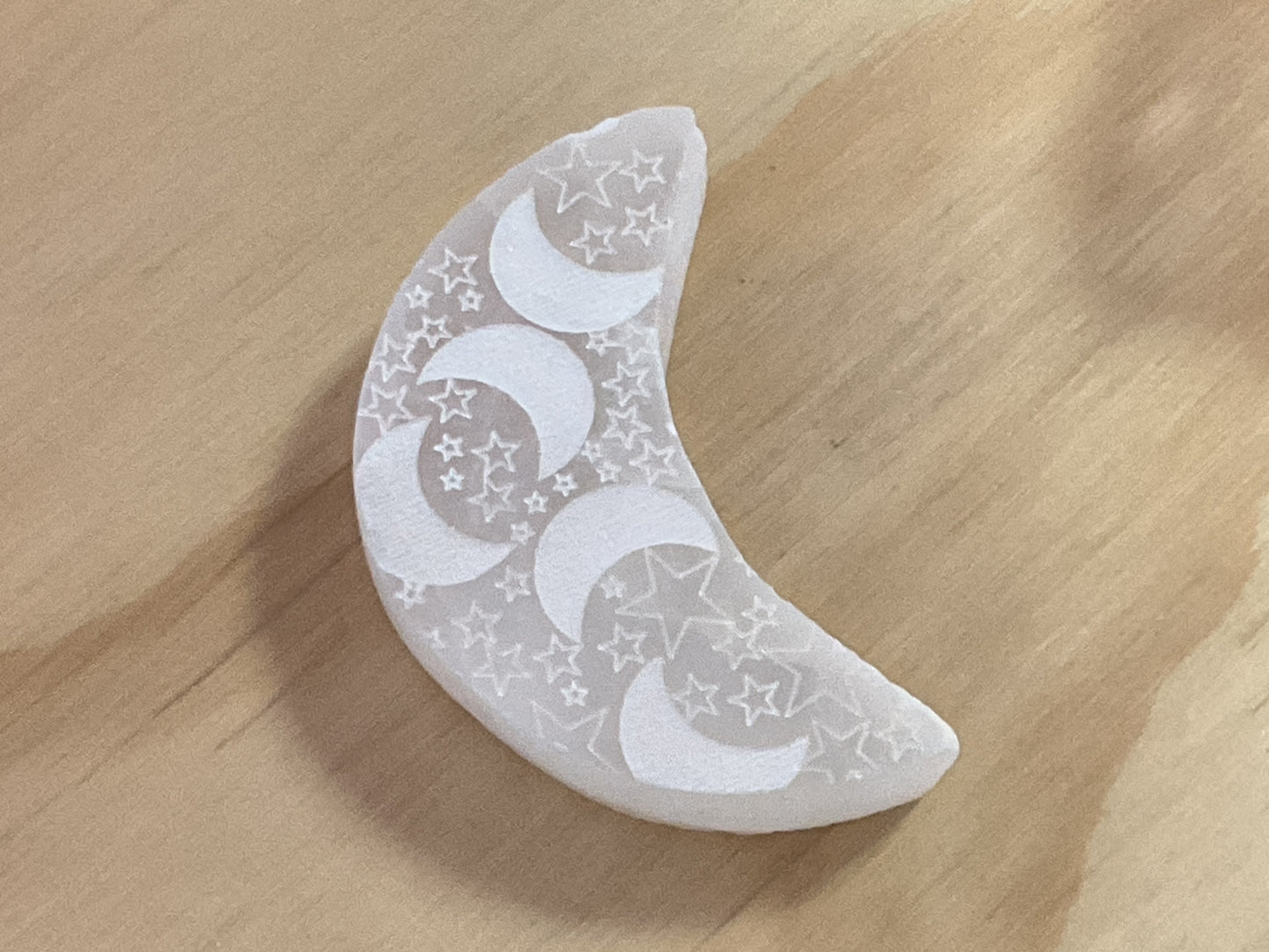 Selenite Moon Engraved