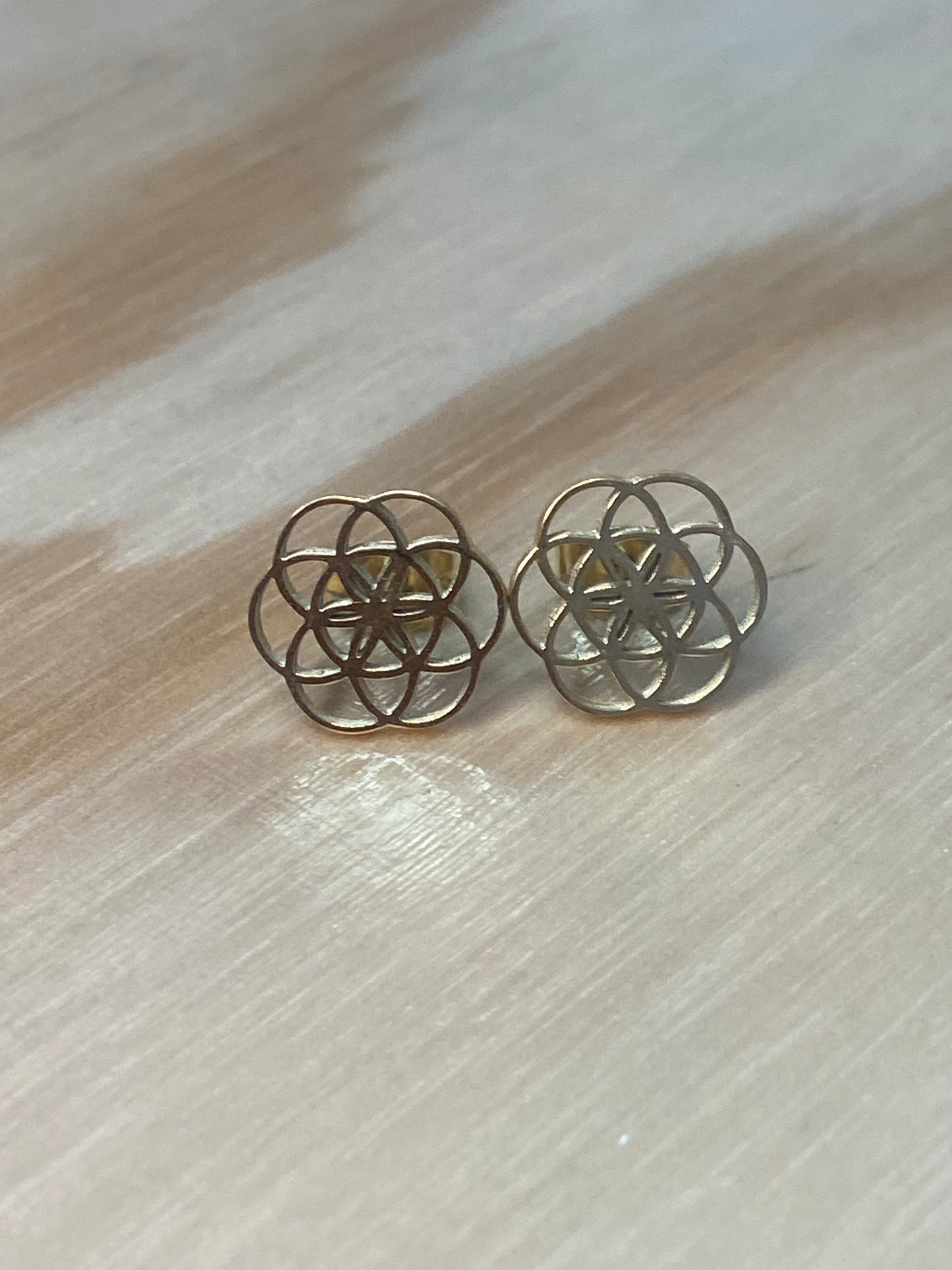 Pendientes de acero inoxidable con la flor de la vida