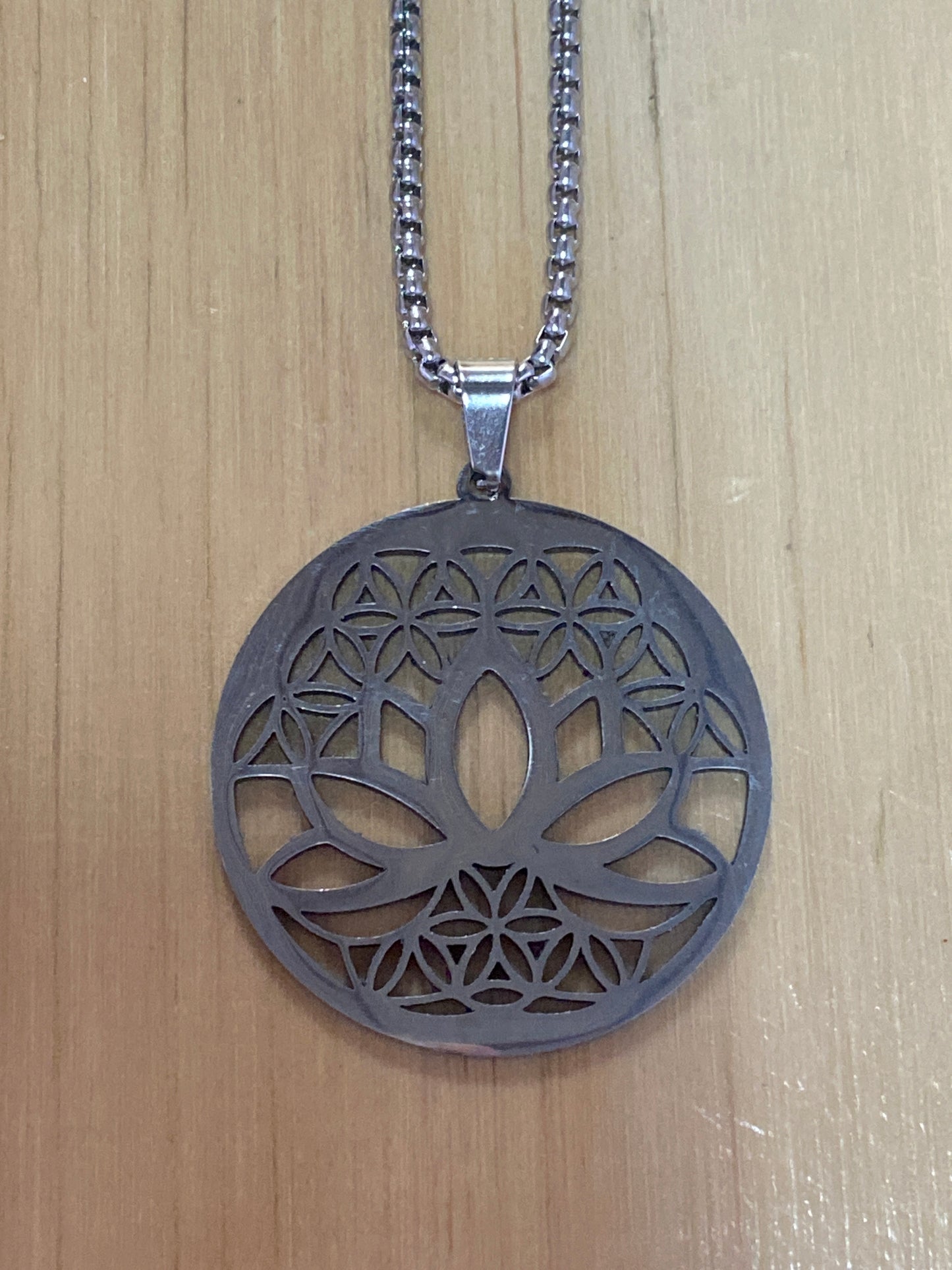 Lotus flower necklace stainless steel silver color