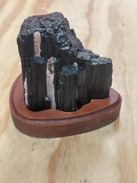 Large Tourmaline on Wood