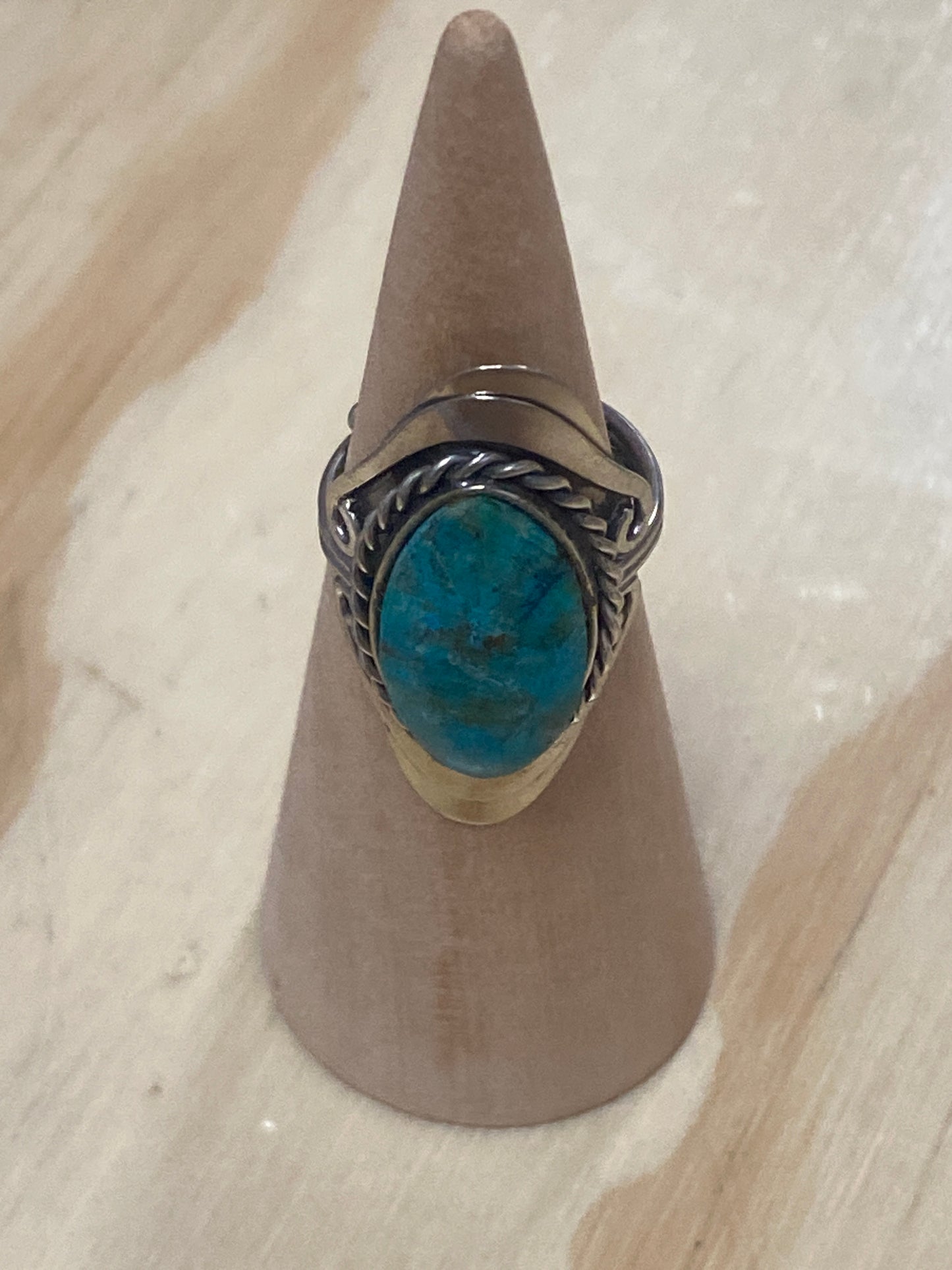 Adjustable Mountain Turquoise Silver Copper Ring