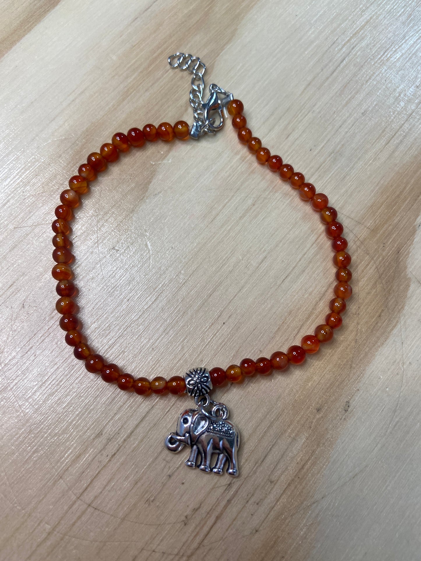 Gem Anklet With Elephant Charm