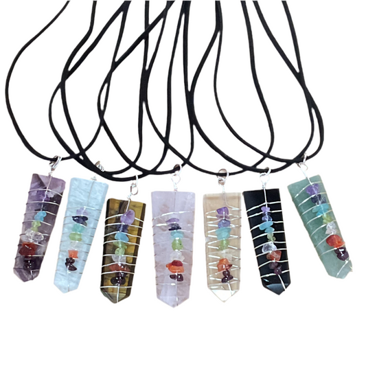Gemstone Point Chakra Wire Pendant