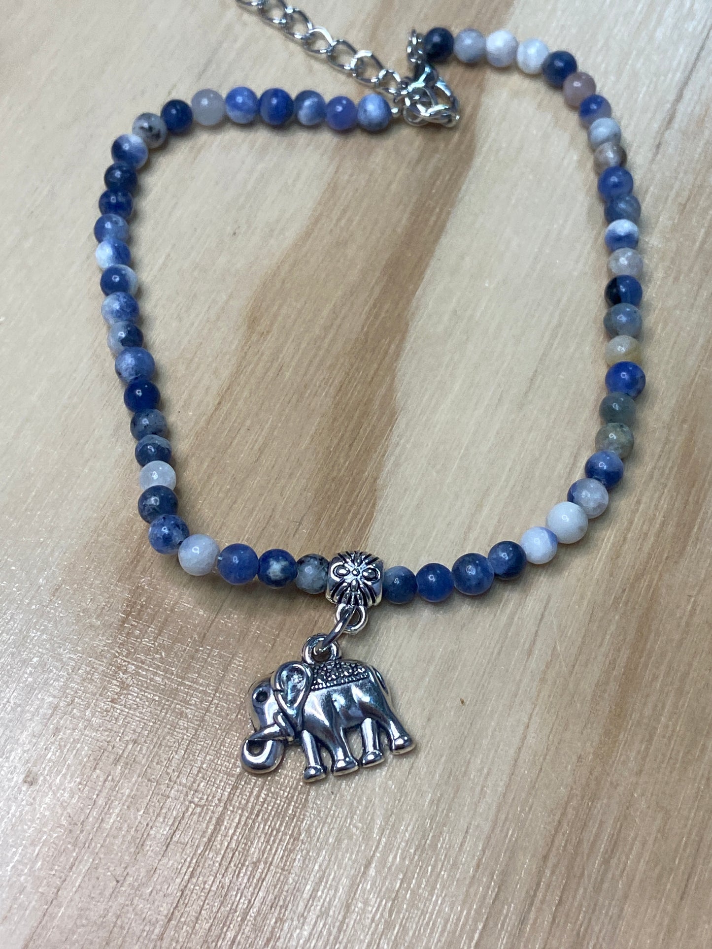 Gem Anklet With Elephant Charm