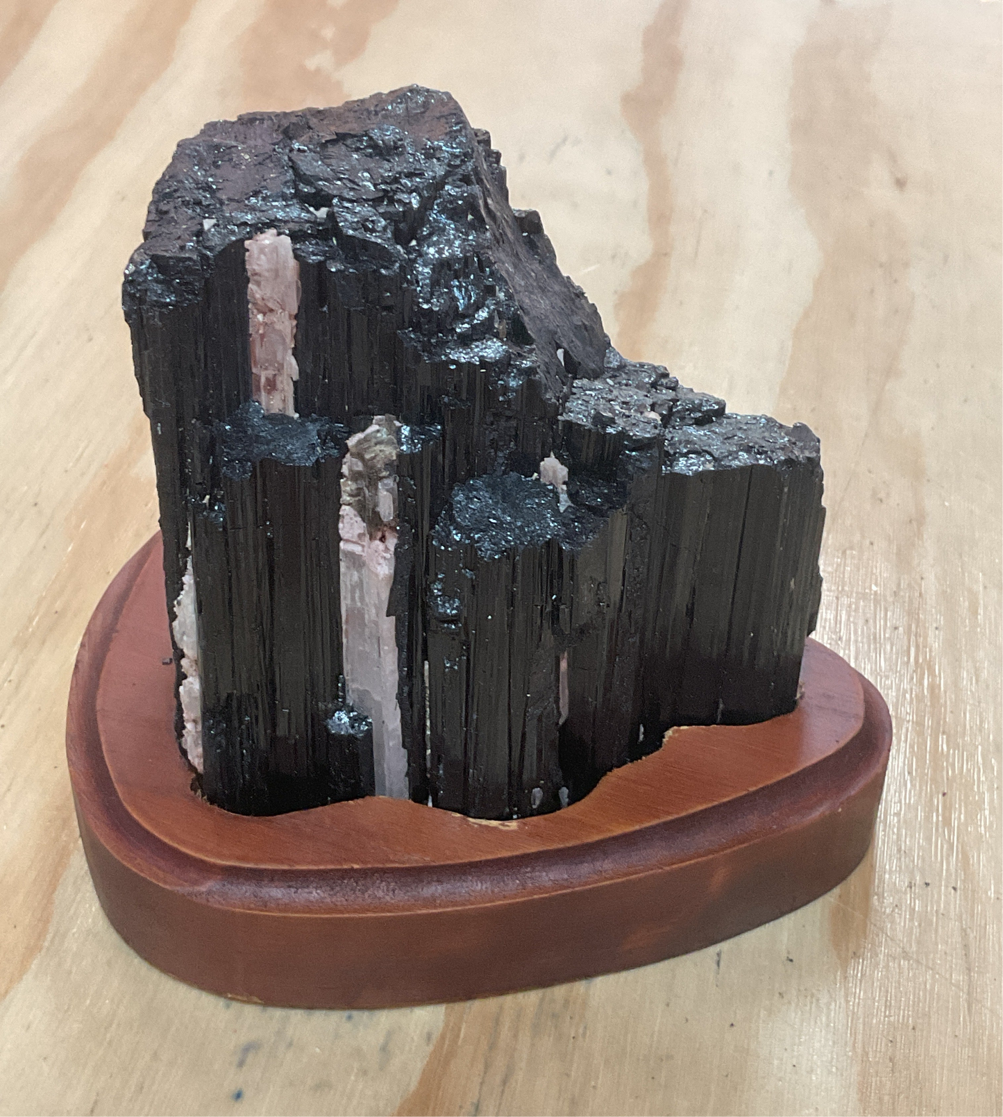 Large Tourmaline on Wood