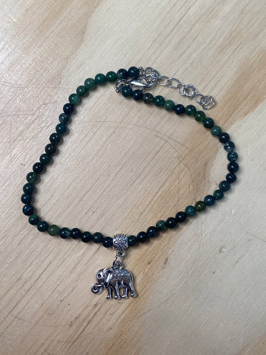 Gem Anklet With Elephant Charm