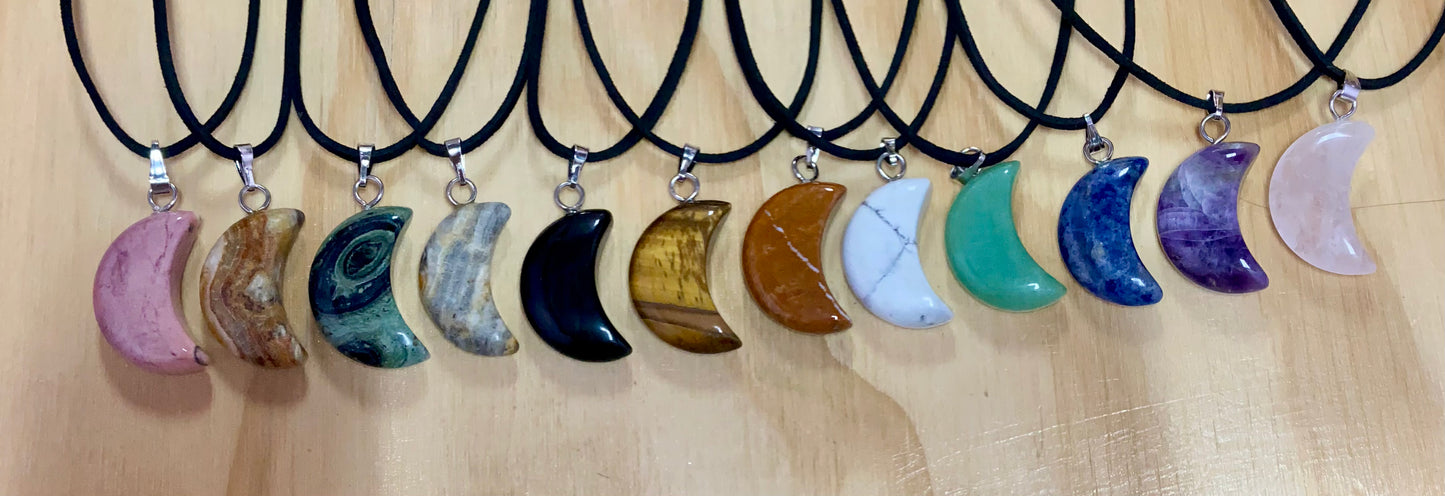 Gemstone Moon Suede Necklace