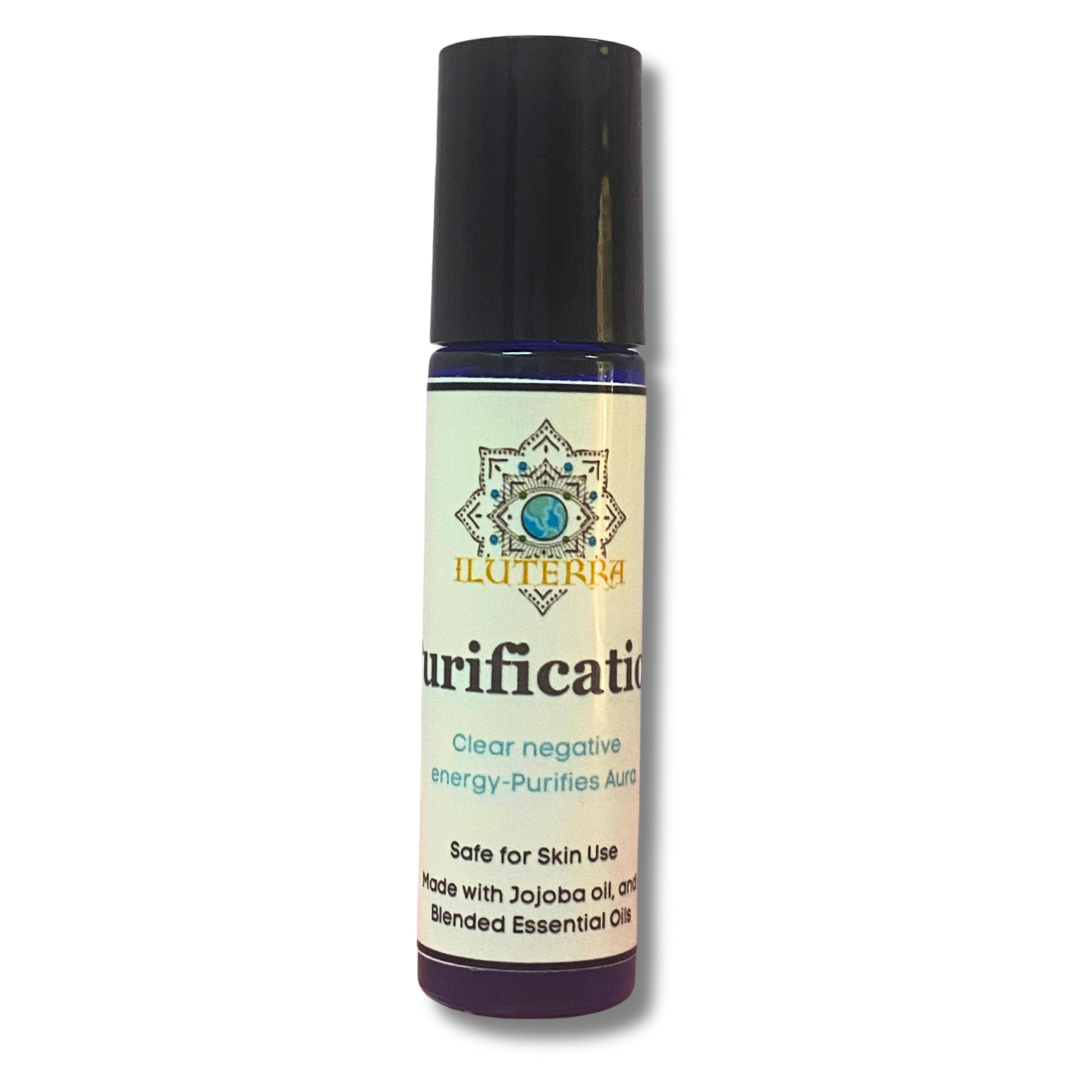 Roll-on de aceite purificador: mezcla de aceites esenciales con aceite de jojoba orgánico para limpieza, renovación y recarga de energía.