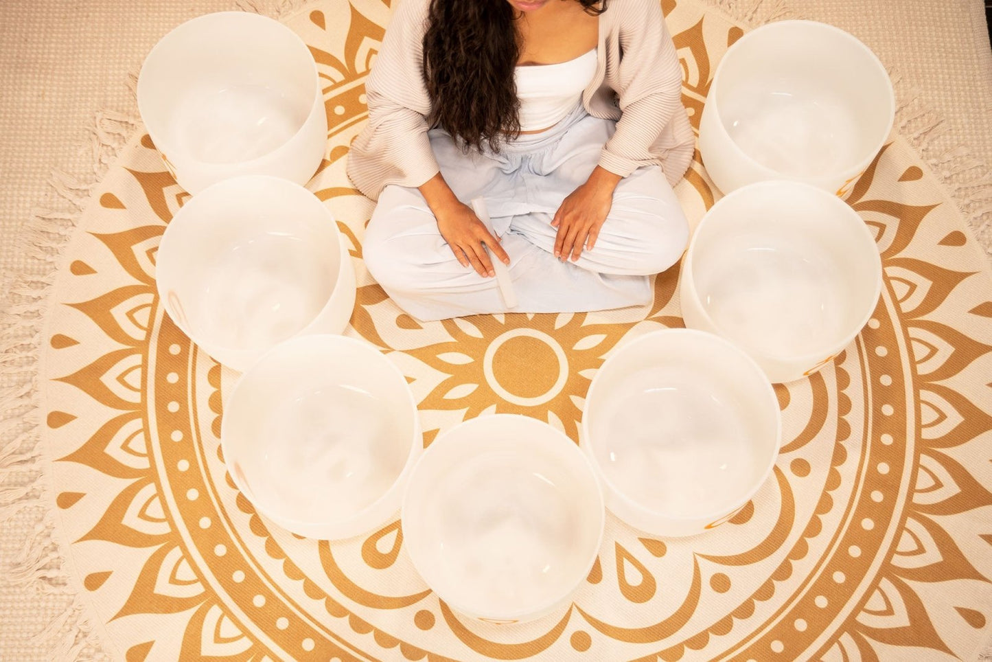 7 cuencos cantores de cristal planetario - Set de chakras cósmicos