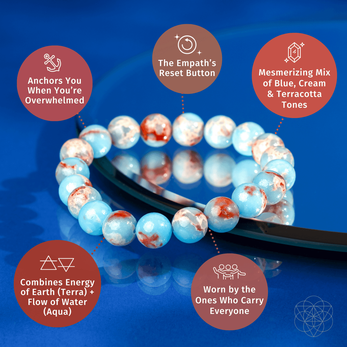 Pulsera de jaspe Aqua Terra con escudo de empático