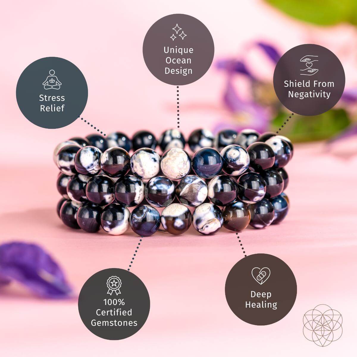 Pulsera exótica de ágata orca de sanación profunda