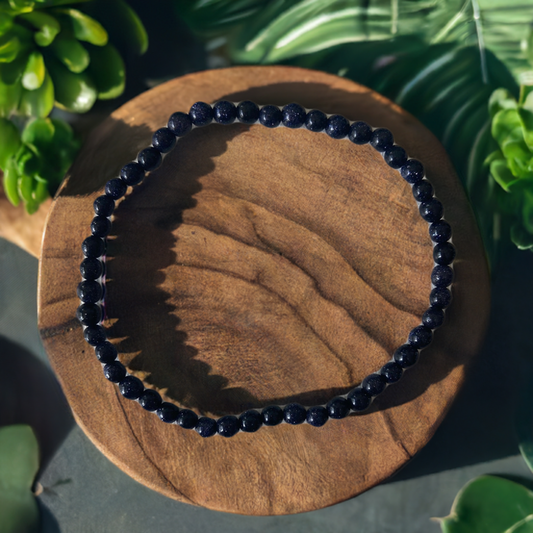 Blue Sandstone Bead Bracelet