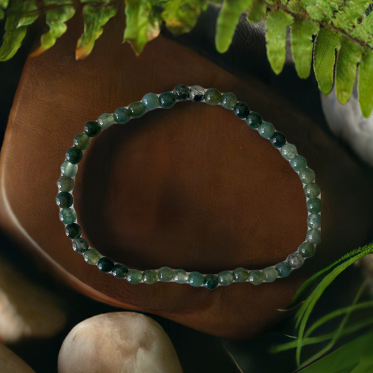 Moss Agate Bead Bracelet