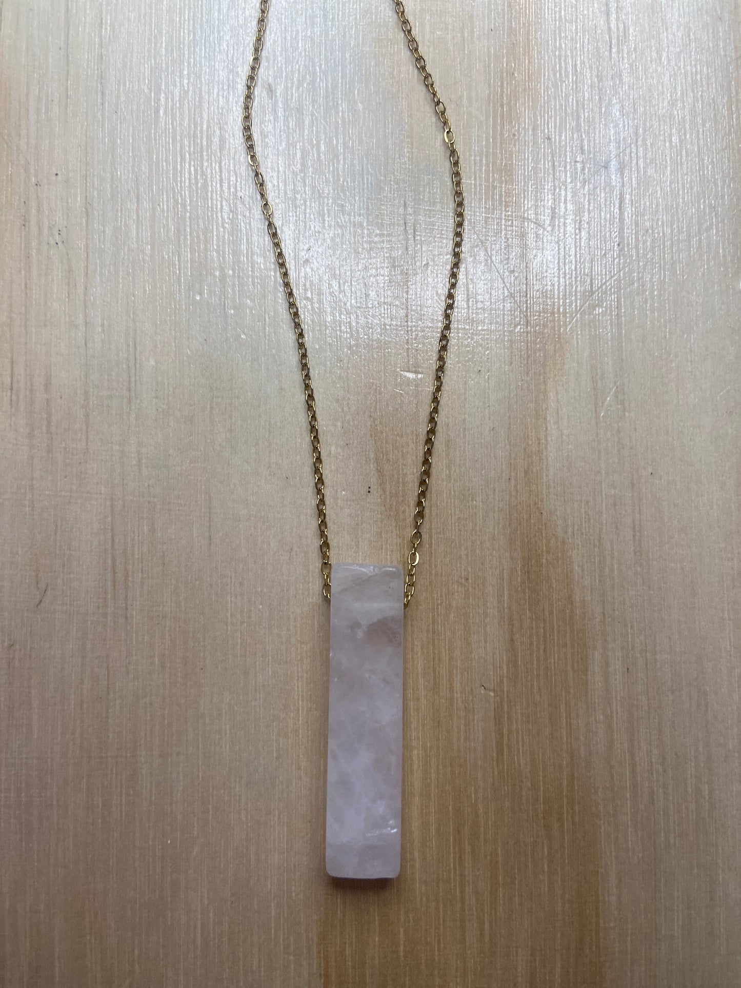 Rose Quartz Necklace 18k Gold Plated