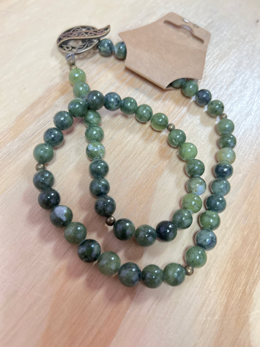 Green Jade 8mm beaded Neckalce