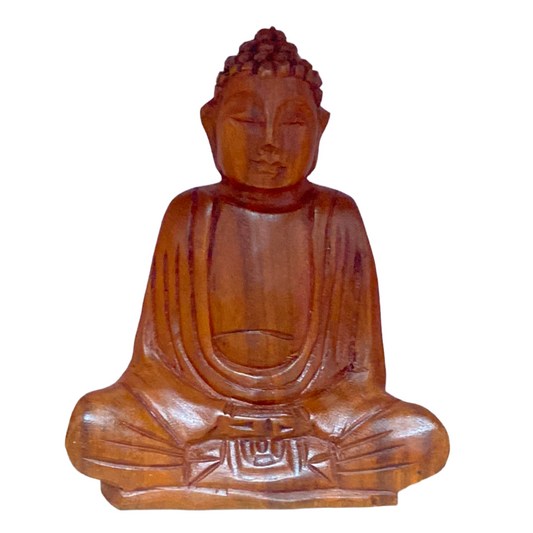 Postura de meditación de Buda de madera