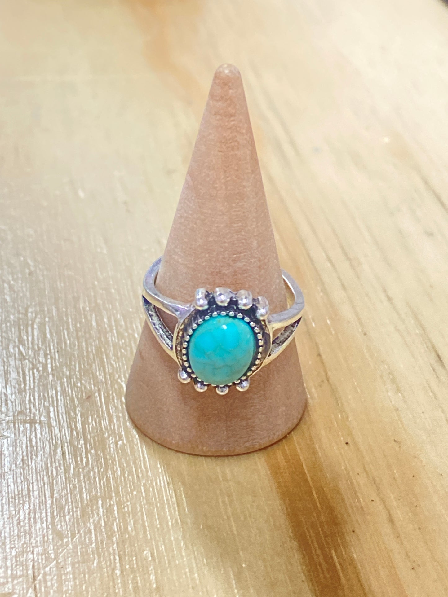 S925 Vintage Turquoise Shape Ring