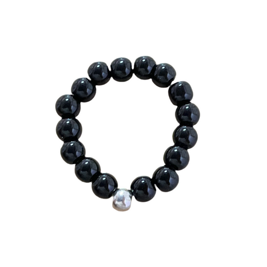 Anillo Elástico Obsidiana Negra