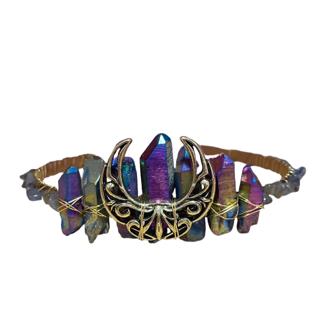 Titanium Labradorite Quartz Moon Crown