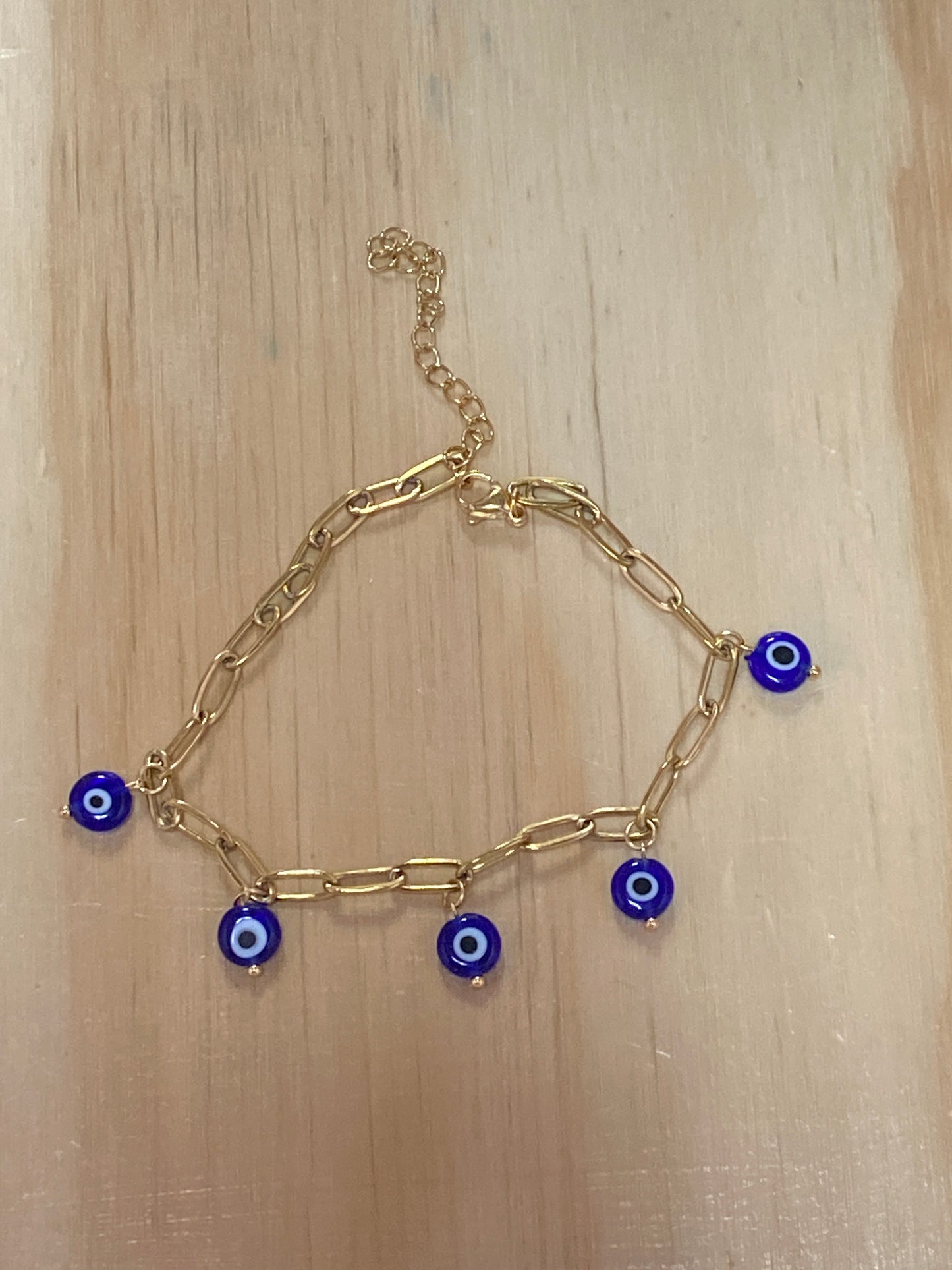 Stainless Steel Evil Eye Paper Clip Anklet