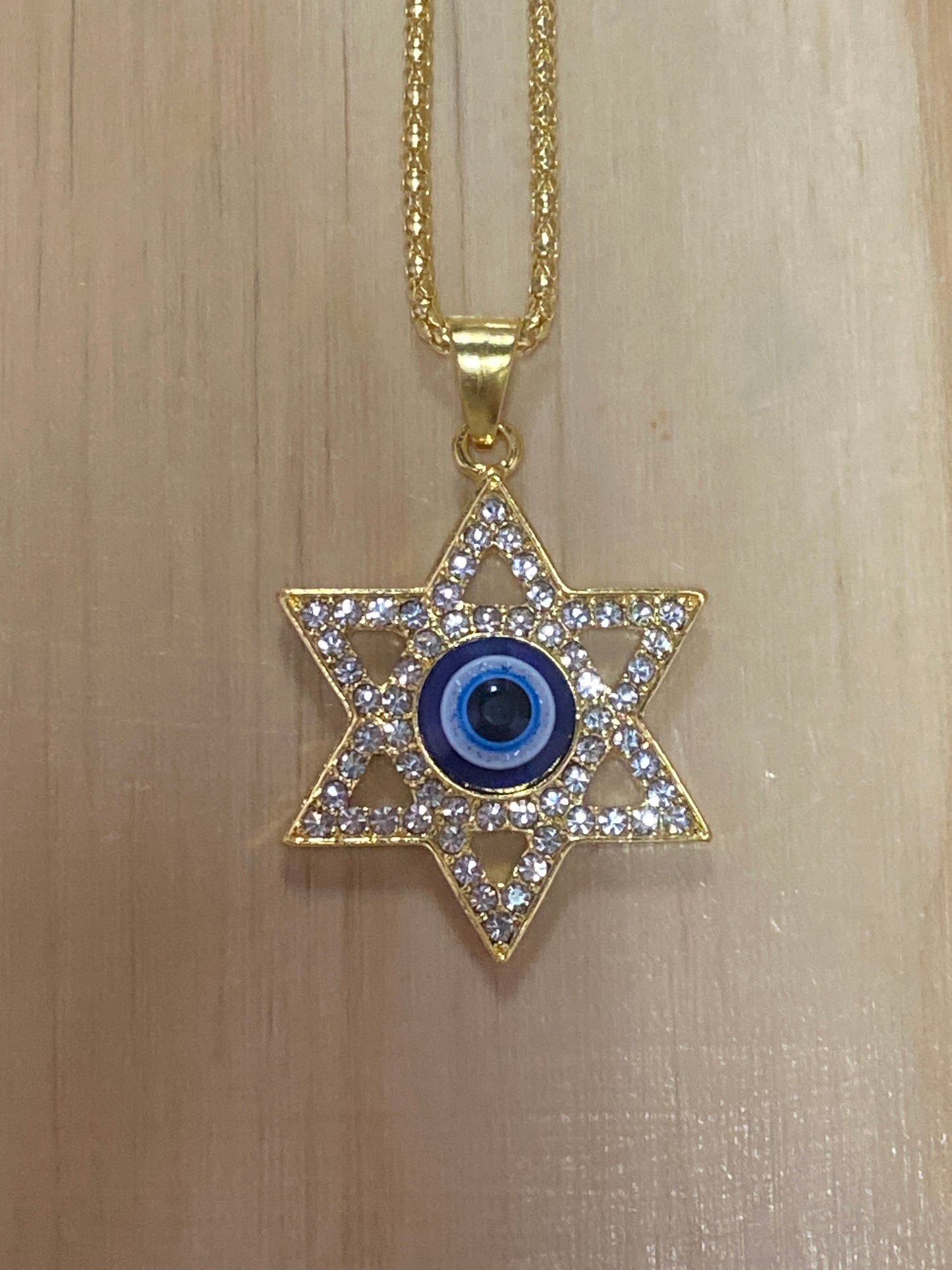 Star of David Evil Eye Stainless Steel Necklace