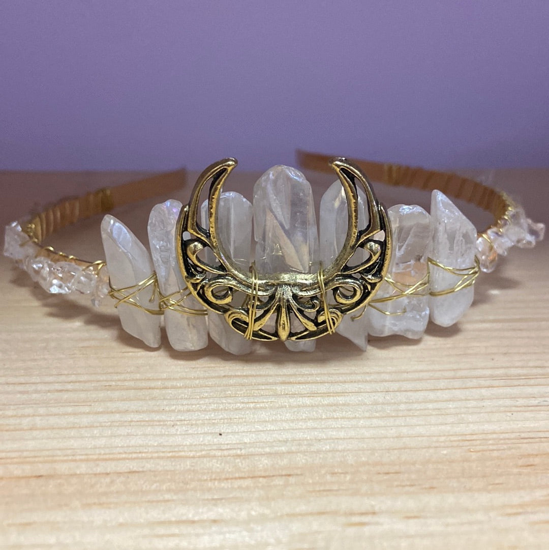 Clear Quartz Crown Goddess Moon